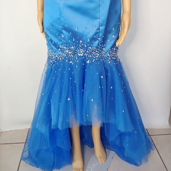 NWT Fire -Ice Mermaid Hi-Low Prom Dress in Royal - Picture 4 of 5